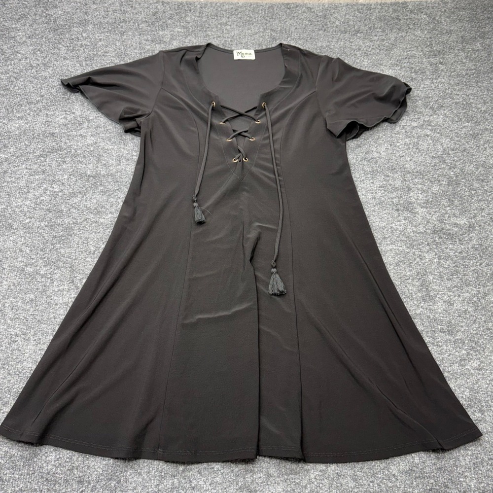 Show Me Your Mumu Womens XS Black Matilda‎ Lace Up Tassel Flutter Sleeve Dress